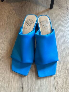Vince Camuto Salindera Bright Blue Slide Heeled Mules